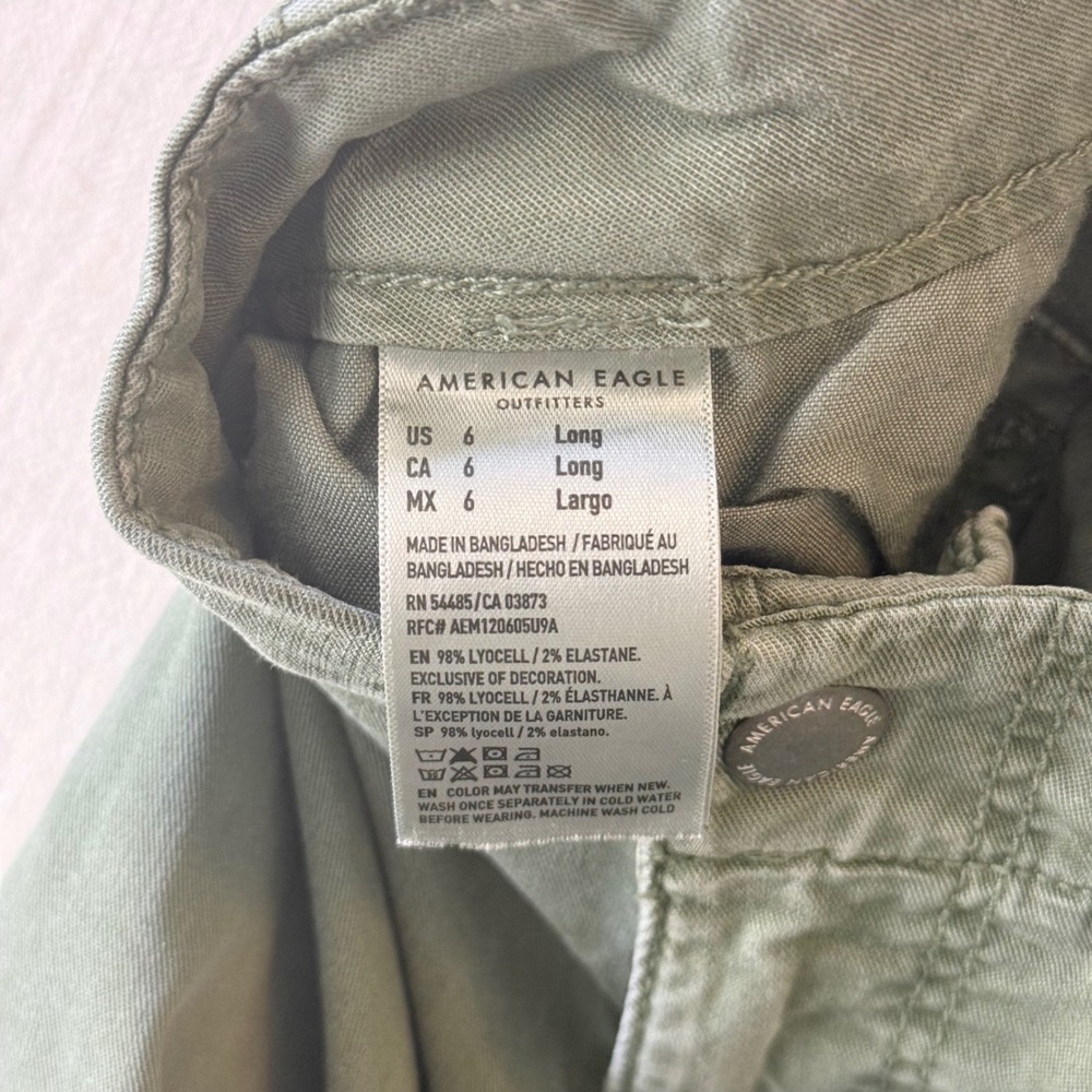 American Eagle Outfitters Olive Cargo Wide-Leg Trousers - Picture 4 of 13